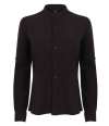 H593 Henbury Ladies Mandarin Roll Sleeve Anti-Bac Wicking Shirt Black colour image